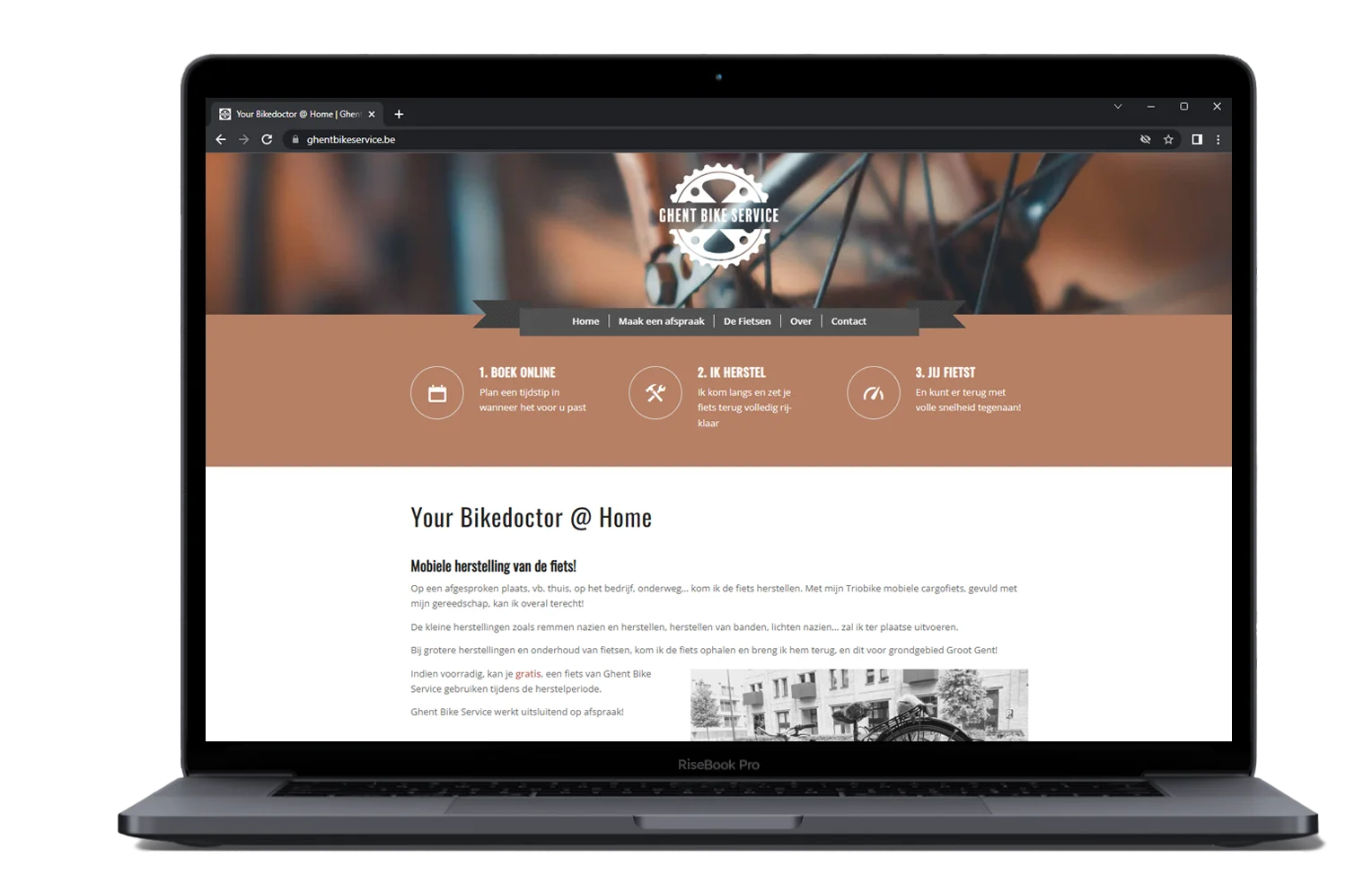 Laptop Ghent Bike Service webdesign