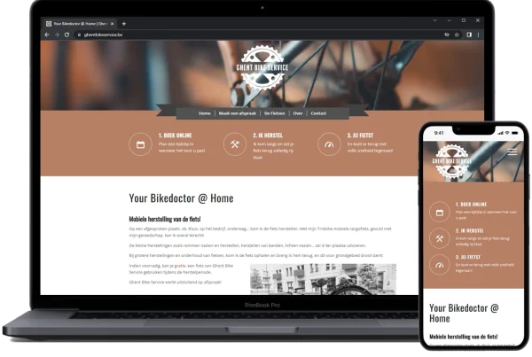 Website Ghent bike service - door Riseweb